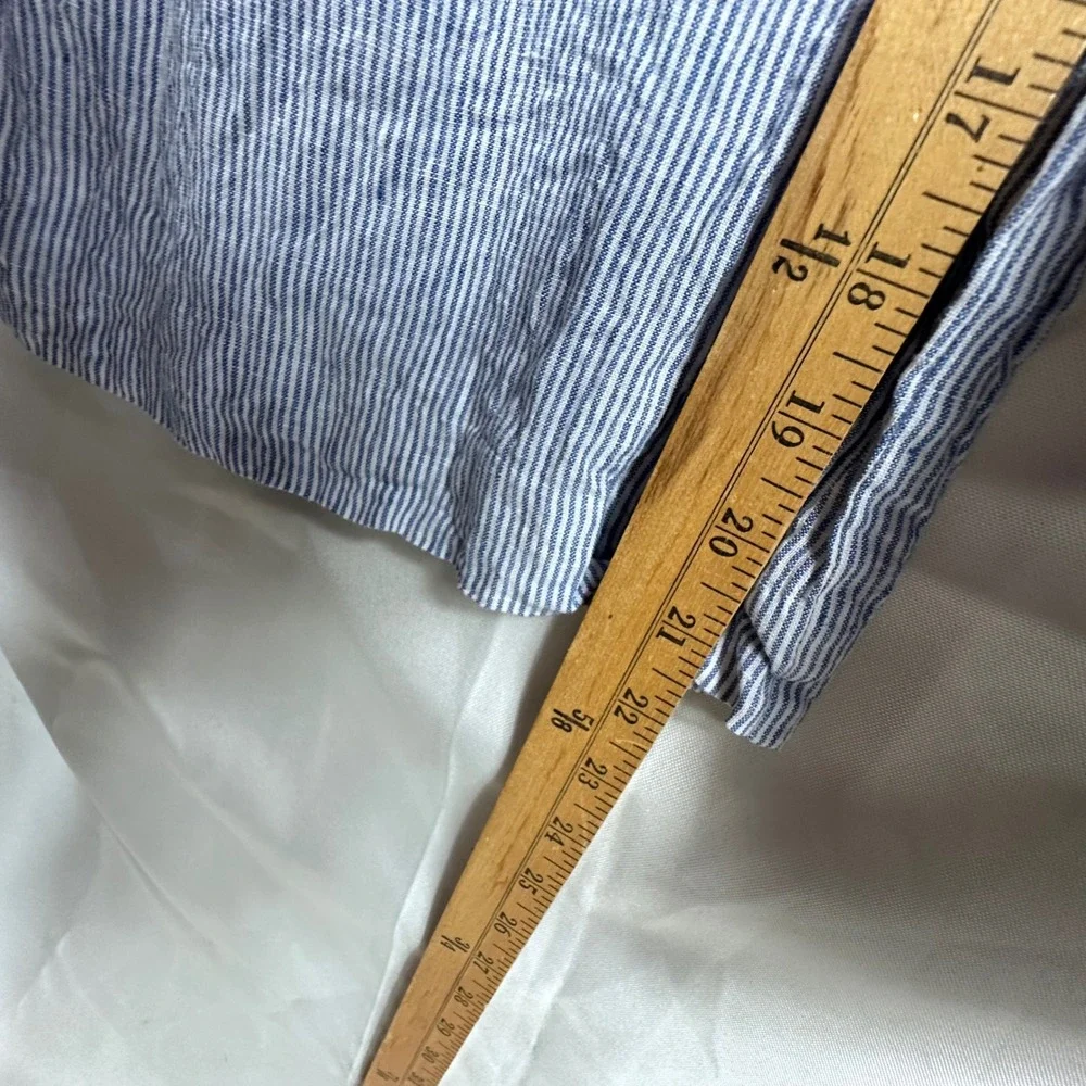 J.Crew Blue White Pinstripe Linen Wide Leg Jumpsuit crops Size 00 saiLor preppy